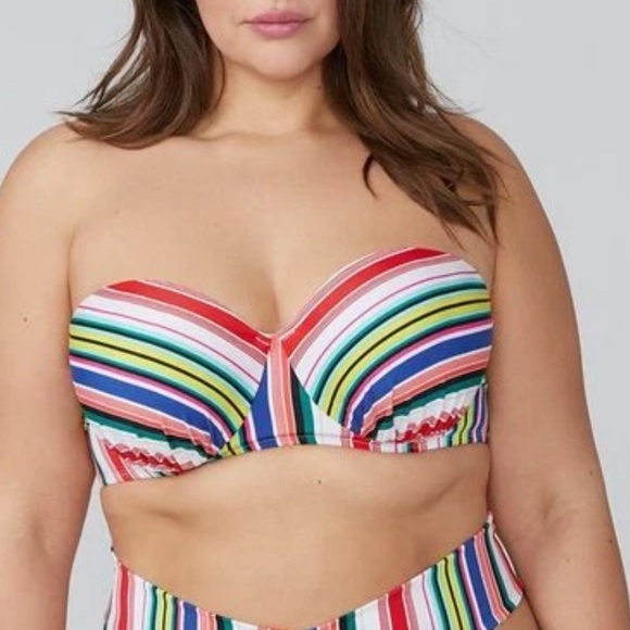 Cacique Other - Swim by Cacique Rainbow Stripe Underwire Bikini Top Size 42C